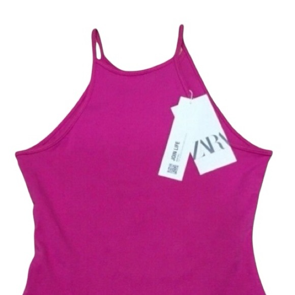 NWT🌺Zara•Halter Neck Hot Pink Bodysuit - Picture 7 of 8
